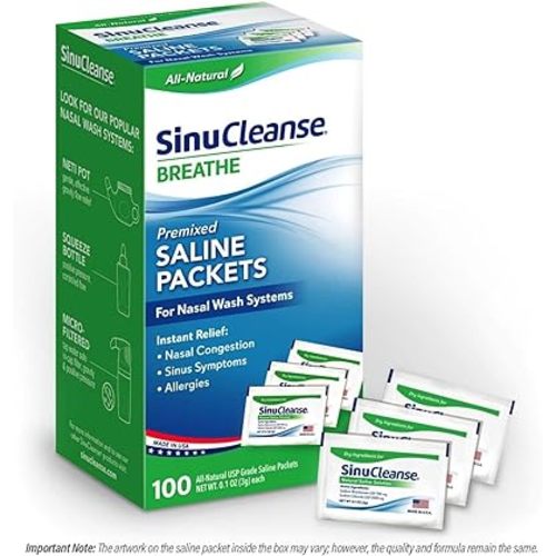 SinuCleanse 100 Pre-Mixed Saline Packets for Sinus Rinse Systems