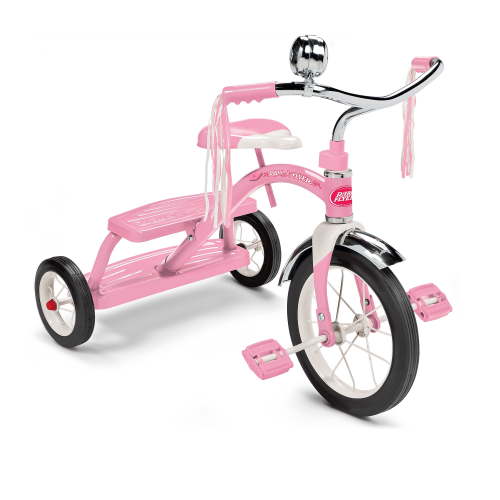 "Radio Flyer Pink Classic Tricycle for Kids, 12"" Front Wheel, Dual Deck, Toddler's Trike"