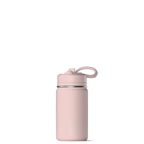 Hydrapeak Mini 14oz Water Bottle with Straw Lid, Stainless Steel Double Wall Insulated Water Bottle | Leak-Proof and Spill-Proof Water Bottle for School, 24 Hours Cold (Blossom Pink)