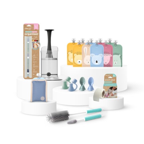 Cherub Baby Pouch Essentials Bundle - Cerulean & Sage