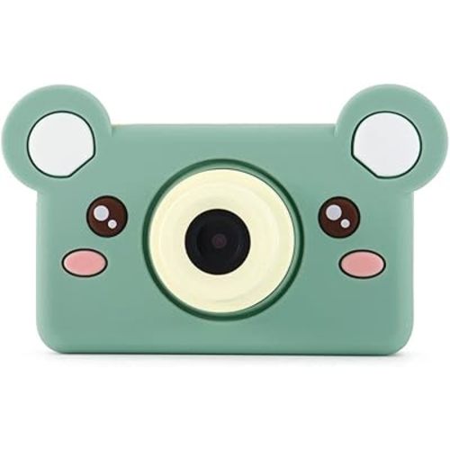 Kidamento Kids Digital Camera & Video Camcorder, Soft BPA-Free Silicone Casing, 32GB Memory Card - Model C - Mikayo The Bear