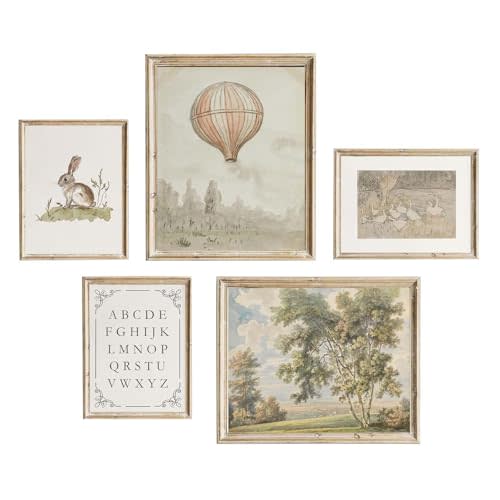 Vintage Nursery Wall Art Kids Canvas Poster Children Room Canvas Wall Decor Neutral Children Prints Country Posters Rustic Baby Room Art Prints Nursery Kids Artwork for Farmhouse Bedroom, Unframed