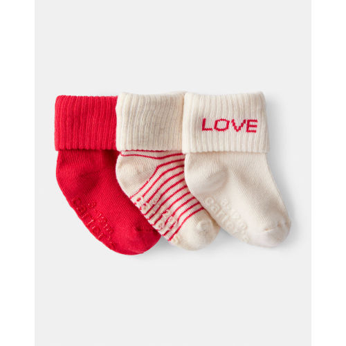 Baby Boy 3-Pack Valentine's Day Booties - White/Red - Carter's | Carter's