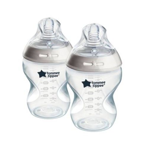 Tommee Tippee Start Baby Bottles Slow Flow Nipple 0m+ - Clear - 9 fl oz/2pk: BPA-Free, Silicone Nipple