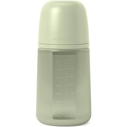 Suavinex Color Essence SX PRO Physiological Soft Flexible Silicone Baby Bottle, Anti Colic Baby Bottles, Supports Breast Feeding Babies, Made in Spain, Medium Flow, 8oz, Jungle Green