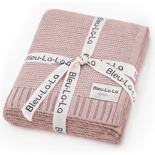 Heritage Knit Organic Receiving Swaddle Blanket for Girls - 100% Luxury Organic Cotton Soft Knit Warm Cozy Cuddle Blanket for Newborns Infants & Toddlers (0-2Yrs - Blush Pink)