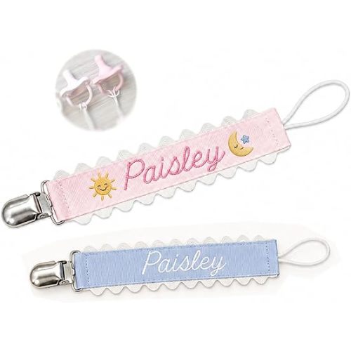 Personalized Embroidered Pacifier Clip with Name