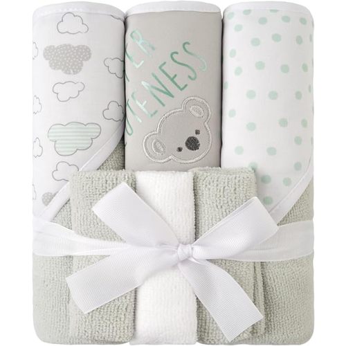 Viviland Baby Towels and Baby Wash Cloths Set Hooded Baby Towels Baby Wipes Absorbent Bath Face Towels Burp Cloths or Face Towels for Girl Boy 6-Pack Size 28 x 28 Inch(Elephant) : Baby