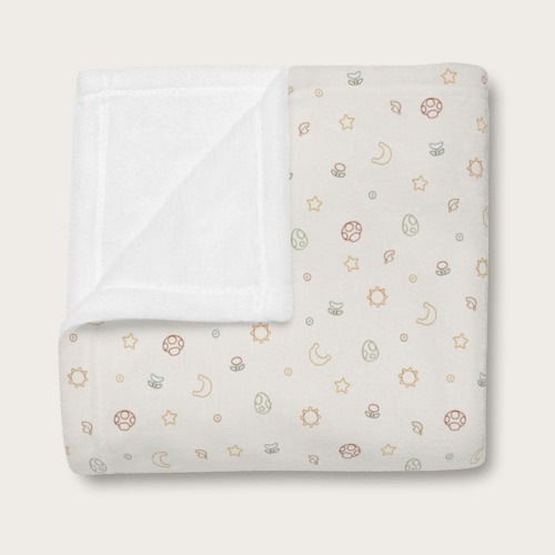 Stars and Mushrooms Velveteen Plush Baby Blanket