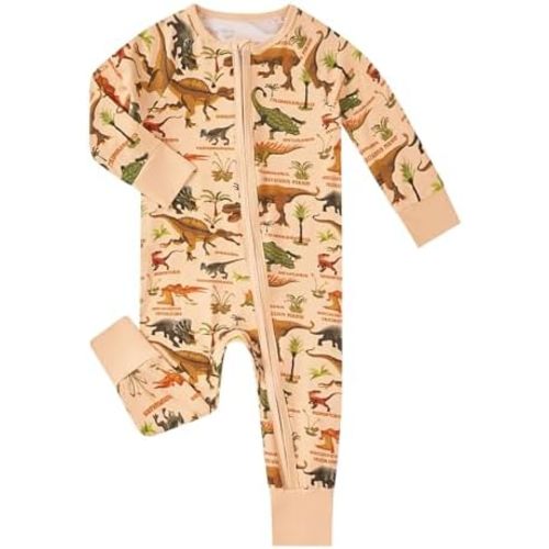 MOSSRIVER Bamboo Viscose Baby Long Sleeve Romper, Cute Pumpkin Prints Zipper Footless Jumpsuit, Toddler One-Piece Outfits