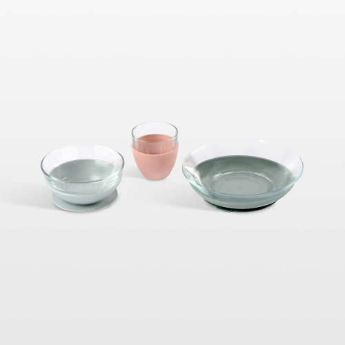 BEABA Eucalyptus Silcone and Glass Baby Meal Set