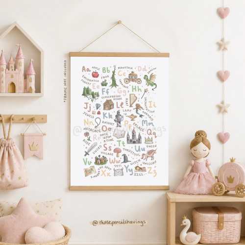 Fairytale Alphabet Print: Whimsical A-Z Nursery Wall Art