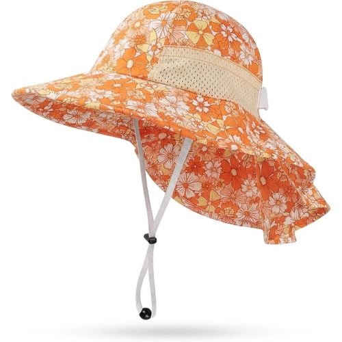 Toddler Baby Sun Hat Kids Summer Beach Essentials Adjustable Beach Hats with Bucket Wide Brim for Boys Girls Age 0-14 Years