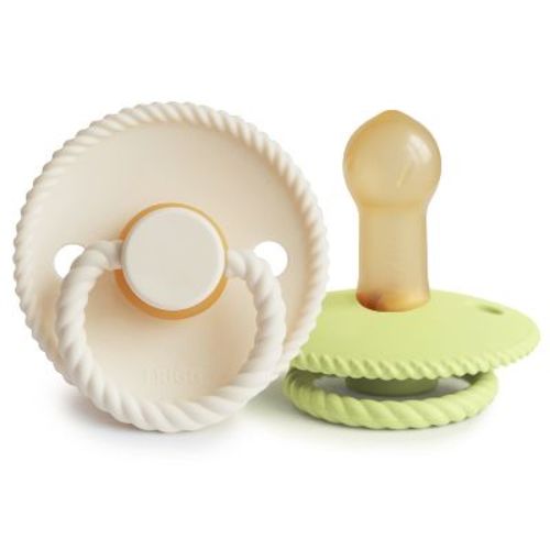 FRIGG Rope Natural Rubber Pacifier 2-Pack Cream/Green Tea 6-18 months