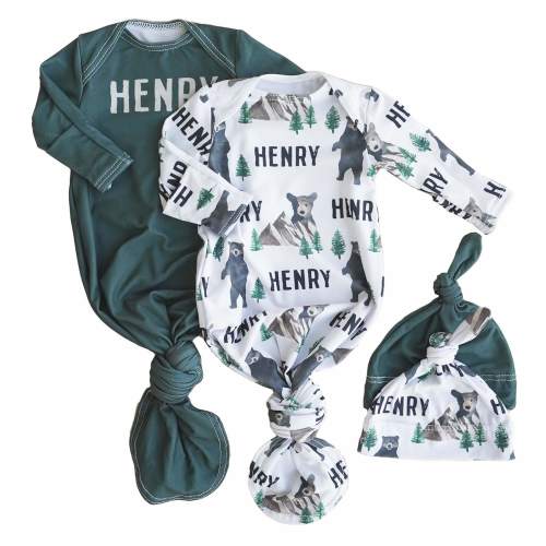 Brodys Personalized Newborn Baby Knot Gown