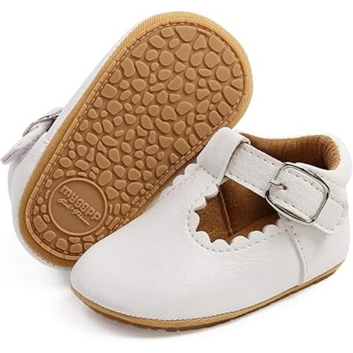 SOFMUO Baby Boys Girls Lace Up Leather Sneakers Soft Rubber Sole Infant Moccasins Newborn Oxford Loafers Anti-Slip Toddler Wedding Uniform Dress Shoes