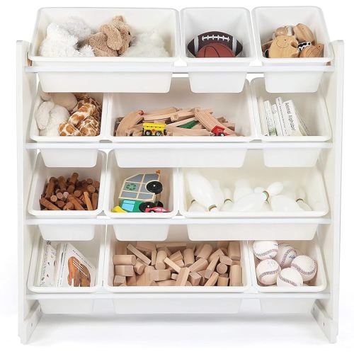 Lennox Furniture Toys Storage Organizer 12 Plastic Bins in White (JWTR 3005 white)