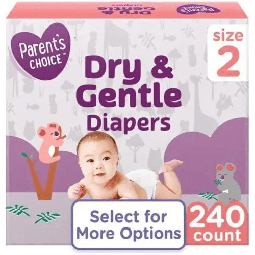 Parent~s Choice Diapers, Dry & Gentle Diapers Size 2 (12-18 lbs) - Super Value 240 Count