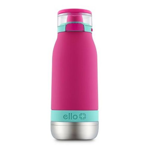 Ello 14oz Stainless Steel Emma Kids' Water Bottle Light Pink: Insulated, Flip-Top Lid, Dishwasher-Safe Parts