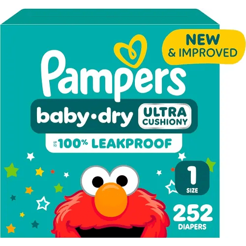 Pampers Baby Dry Diapers, Size 1, 8-14 lbs, 252 Count, Absorbent Disposable Diapers
