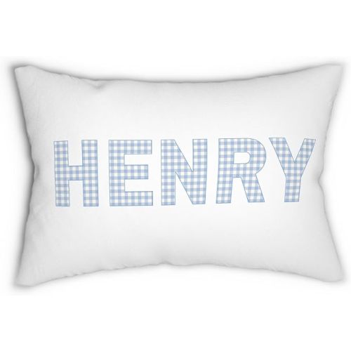 Custom Name & Initial Throw Pillow Personalized Nursery Décor Cushion (Gingham_Name)