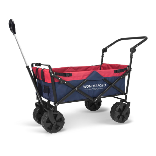 WonderFold Wagon Outdoor S2 Push + Pull Folding Utility Wagon with Beach Tires
