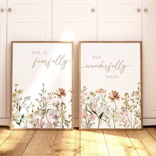 Christian Nursery Wall Art, Wildflower Nursery Decor, Botanical Print, Floral Nursery Art, Girl Nursery Decor, Wildflower Prints Above Crib