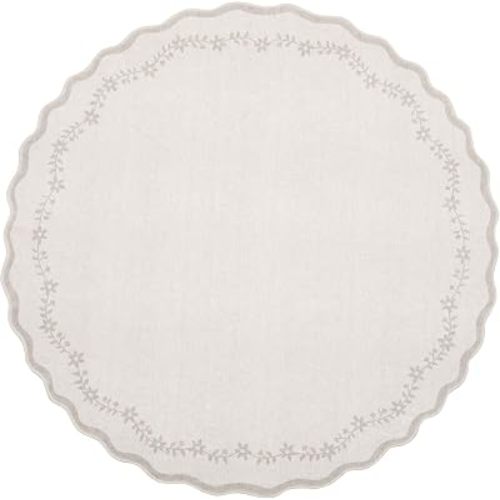 GarveeHome Large Round Rug 8ft Scalloped Washable Circle Living Room Rug