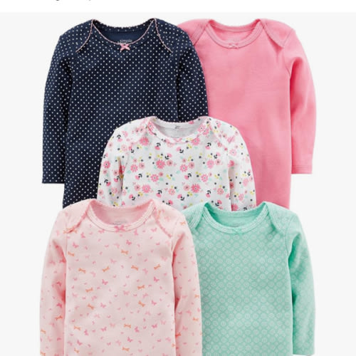 Simple Joys by Carter's Baby Girls' Long-Sleeve Bodysuit, Pack of 5