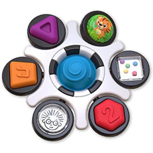 Baby Einstein Curiosity Clutch Fidget Sensory Toy and Pop It Rattle, BPA Free Infant Teether, Age 3 Months+, Multicolored