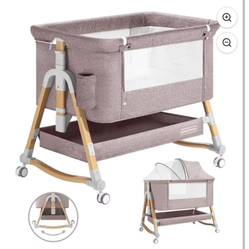 HARPPA 3-in-1 Baby Bassinet, Bedside Sleeper, Cradle, Adjustable Height, Khaki