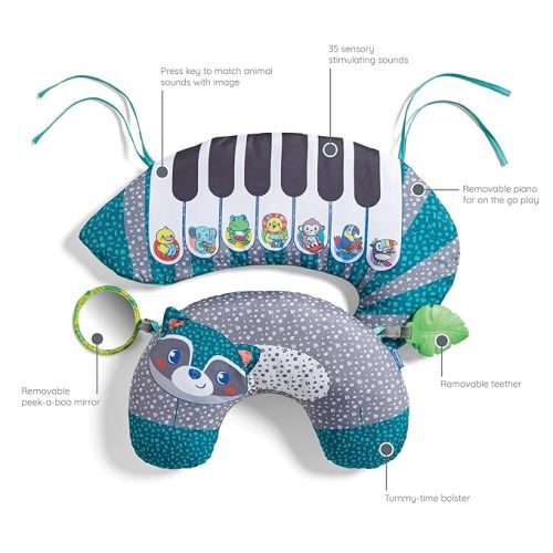Infantino Grow with Me 3-in-1 Tummy Time Piano - 35 Sensory Stimulating Sounds, 3 Ways to Play, Tiny to Toddler, Attaches to Cribs, Tummy-Time