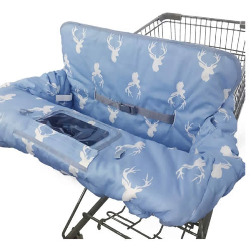Shopping Cart Cover for Baby boy Girl, Non-Slip Design Cart Covers for Babies, Infant Cotton High Chair Cover, Machine Washable, Toddler Grocery Cover (Navy Deer)
