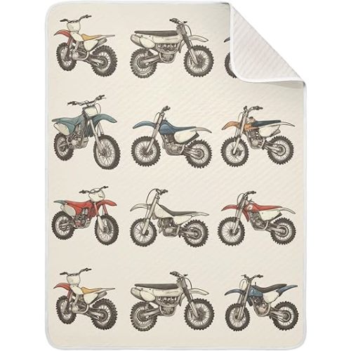 Vintage Dirt Bikes Baby Blankets Soft Warm Crib Stroller Blanket for Toddler Newborn Girls Boys 30x40in