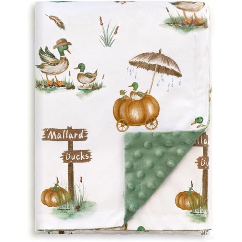 HOMRITAR Baby Blanket for Boys Girls Soft Nursery Minky Toddler Blanket with Double Layer Dotted Backing, Cute Mallard Duck Multicolor Printed 30 x 40 Inch