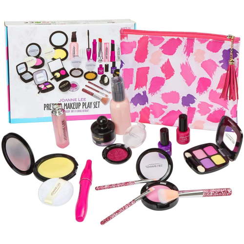 GLUAAE Pretend Kids Cosmetic Toys Kit for Girls Toddlers Makeup Play Set with Cosmetics Bag