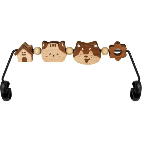 Three-Dimensional Baby Bjorn Bouncer Toy Bar, Toy for Baby Bouncer Soft & Bliss, Easy to Attach and Remove, 360°Rotating Natural Wooden Toys, Double-Sided Raised Design, Dog & Cat