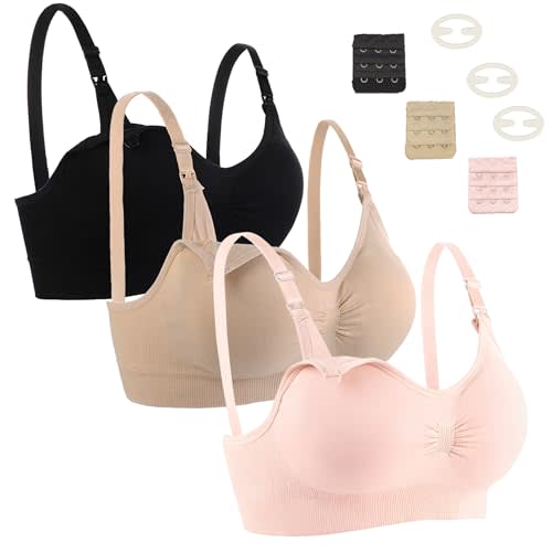 3 Pack Nursing Bra for Woman, Seamless Breastfeeding Bras