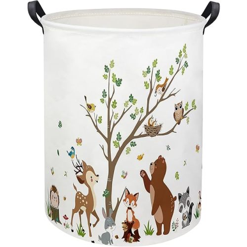 Kids Laundry Basket Baby Hamper Toy Storage Bin for Boys Room Decor Baby Nursery Hamper Gift Baskets for Bedroom Bathroom(Tree Animal)