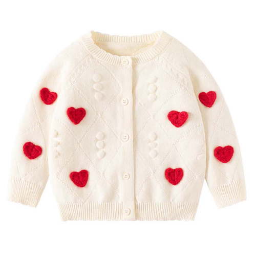 CYRBOKO Cardigans for Baby Girls, Cotton Stretch Long Sleeve Knit Sweater Coat Beige Size 3-6 Months