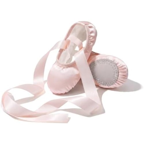 Stelle Ballet Shoes for Girls Satin Ballerina Shoes Ribbons Elastic Straps