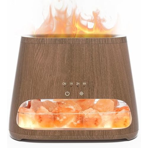SALKING 2-in-1 Himalayan Salt Lamp Diffuser, Cool Mist Humidifier, Aromatherapy & Himalayan Salt Therapy, 100% Pure Himalayan Salt, Ultrasonic Essential Oil Diffuser with Ambient Glow, 150ml (Dark)
