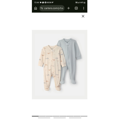 Baby 2-Pack Whale Striped 100% Cotton 2-Way Zip Sleep & Play Pajamas - Blue/Ivory | Carter's