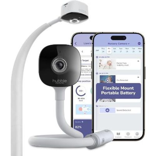 HUBBLE CONNECTED GoBaby AI Portable - Portable Baby Monitor, Covered Face & Rollover Alert, True Cry Detection, Sleep Trainer & More