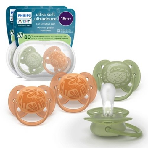 Philips Avent Ultra Soft Pacifiers 18m+ - Deer/Swan - 4pk: Silicone, BPA-Free, Phthalate-Free