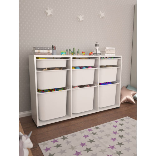 Ebern Designs Multi-Purpose Cabinet with Numerous Shelves, White, 52.8 x 33.1 x 11.8 inches | 100% Melamine Coated Particle Board, Durable Plastic Legs | Wall-Mountable, Modern Design for Stylish Home Organization | Wayfair