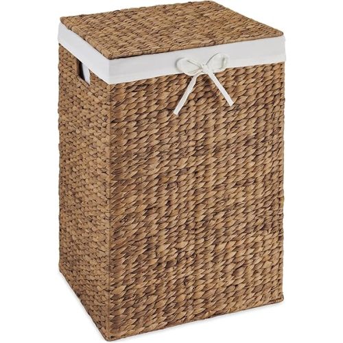 Best Choice Products Large Laundry Hamper w/Lid, Handwoven Laundry Basket, w/Removable Liner & Built-in Handles for Bathroom, Bedroom & Laundry Room, 26 Gal - Chestnut