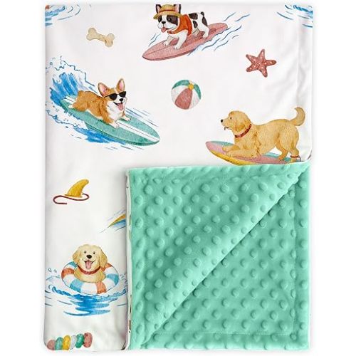 BORITAR Baby Blanket for Boys Girls with Surfing Puppy Design 30 x 40 Inch