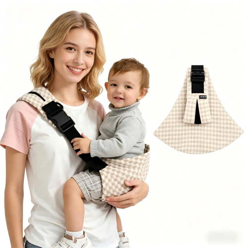 Gilysido Adjustable Hands-free Baby Sling Carrier, for 6M-36M Toddler, Premium Cotton ergonomically designed, Portable and Lightweight Toddler Carrier (Beige）
