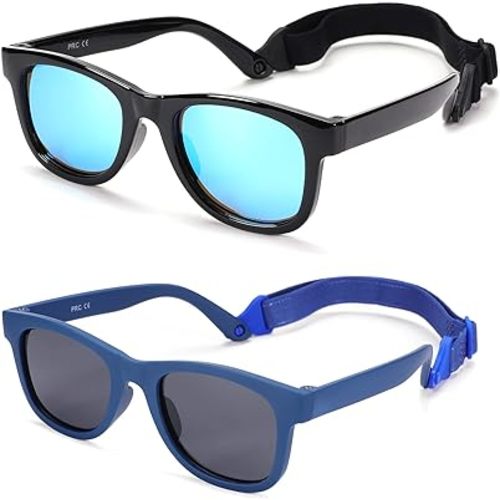 COASION Bendable Flexible Polarized Newborn Baby Sunglasses with Strap for Infant Boys Girls Age 0-12 Months CA8042